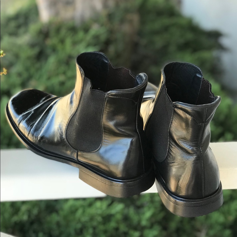 Sold- Prada Black Leather Square Toe Chelsea Boots - Picture 4 of 8